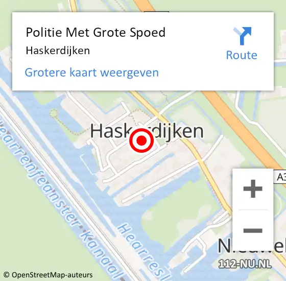 Locatie op kaart van de 112 melding: Politie Met Grote Spoed Naar Haskerdijken op 25 maart 2023 16:15