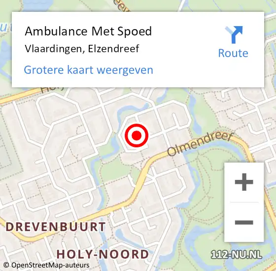 Locatie op kaart van de 112 melding: Ambulance Met Spoed Naar Vlaardingen, Elzendreef op 25 maart 2023 19:14