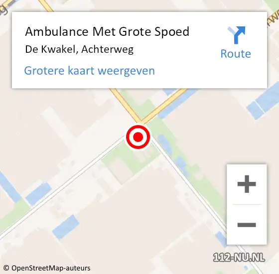 Locatie op kaart van de 112 melding: Ambulance Met Grote Spoed Naar De Kwakel, Achterweg op 25 maart 2023 21:35