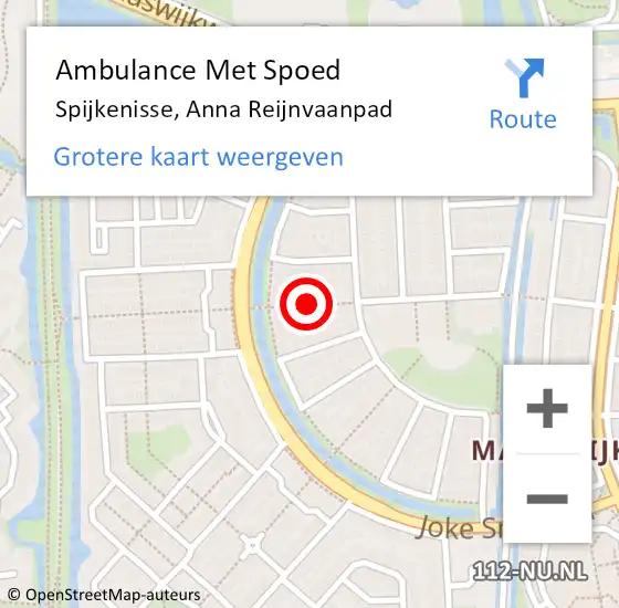 Locatie op kaart van de 112 melding: Ambulance Met Spoed Naar Spijkenisse, Anna Reijnvaanpad op 26 maart 2023 00:09