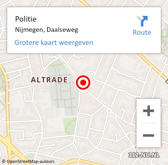 Locatie op kaart van de 112 melding: Politie Nijmegen, Daalseweg op 26 maart 2023 03:06