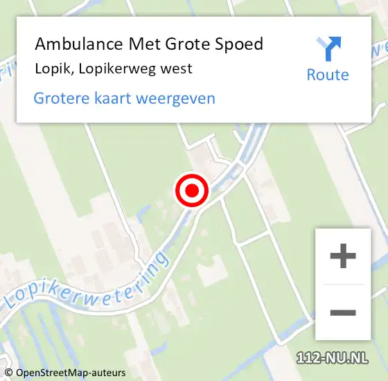 Locatie op kaart van de 112 melding: Ambulance Met Grote Spoed Naar Lopik, Lopikerweg west op 26 maart 2023 04:38