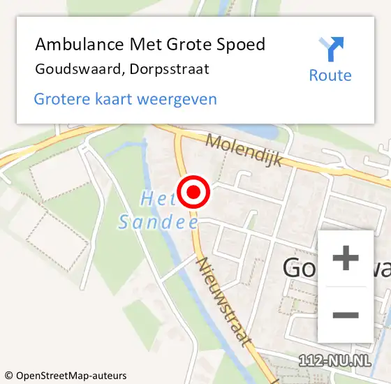 Locatie op kaart van de 112 melding: Ambulance Met Grote Spoed Naar Goudswaard, Dorpsstraat op 26 maart 2023 12:14
