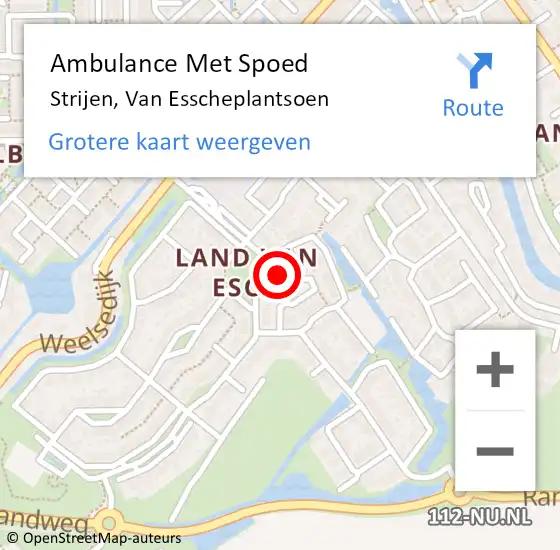 Locatie op kaart van de 112 melding: Ambulance Met Spoed Naar Strijen, Van Esscheplantsoen op 26 maart 2023 12:42