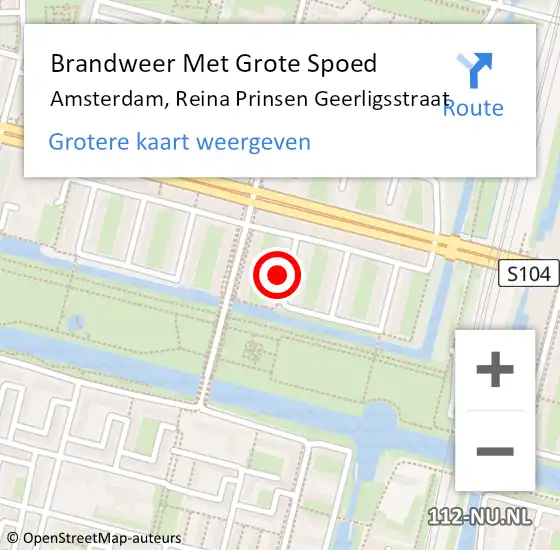 Locatie op kaart van de 112 melding: Brandweer Met Grote Spoed Naar Amsterdam, Reina Prinsen Geerligsstraat op 26 maart 2023 14:15