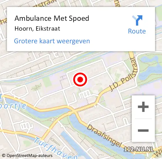 Locatie op kaart van de 112 melding: Ambulance Met Spoed Naar Hoorn, Eikstraat op 26 maart 2023 14:31