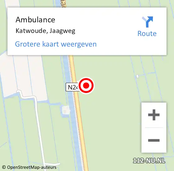 Locatie op kaart van de 112 melding: Ambulance Katwoude, Jaagweg op 26 maart 2023 18:10
