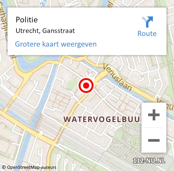 Locatie op kaart van de 112 melding: Politie Utrecht, Gansstraat op 26 maart 2023 20:49
