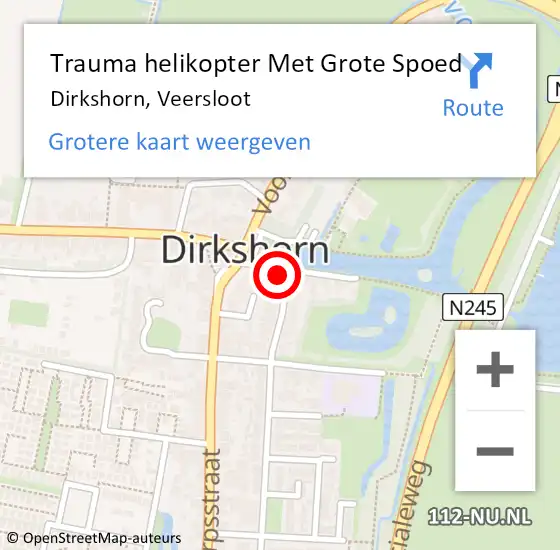 Locatie op kaart van de 112 melding: Trauma helikopter Met Grote Spoed Naar Dirkshorn, Veersloot op 27 maart 2023 02:51
