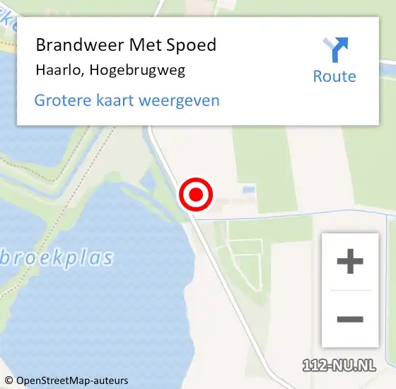 Locatie op kaart van de 112 melding: Brandweer Met Spoed Naar Haarlo, Hogebrugweg op 27 maart 2023 05:21