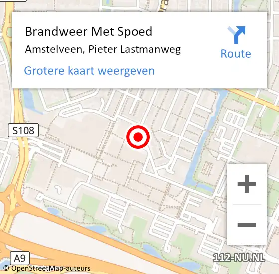 Locatie op kaart van de 112 melding: Brandweer Met Spoed Naar Amstelveen, Pieter Lastmanweg op 27 maart 2023 05:58
