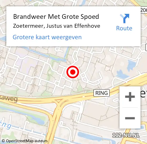 Locatie op kaart van de 112 melding: Brandweer Met Grote Spoed Naar Zoetermeer, Justus van Effenhove op 27 maart 2023 08:01