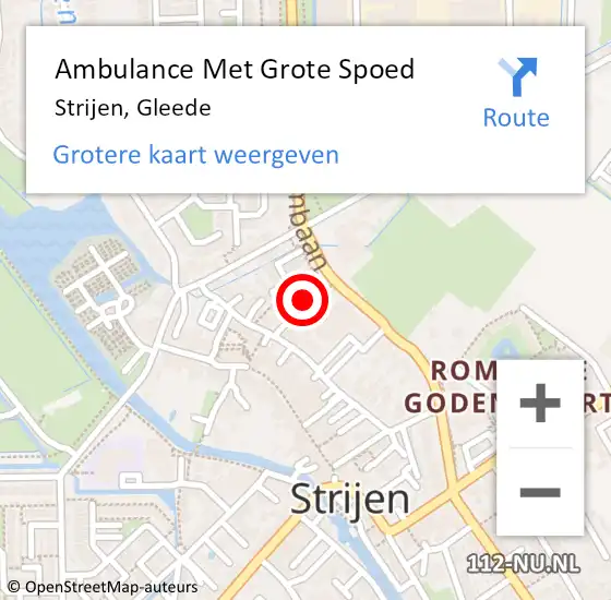 Locatie op kaart van de 112 melding: Ambulance Met Grote Spoed Naar Strijen, Gleede op 27 maart 2023 10:37