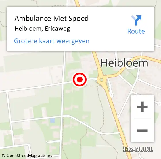 Locatie op kaart van de 112 melding: Ambulance Met Spoed Naar Heibloem, Ericaweg op 20 augustus 2014 11:07
