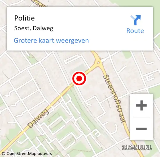 Locatie op kaart van de 112 melding: Politie Soest, Dalweg op 27 maart 2023 11:30