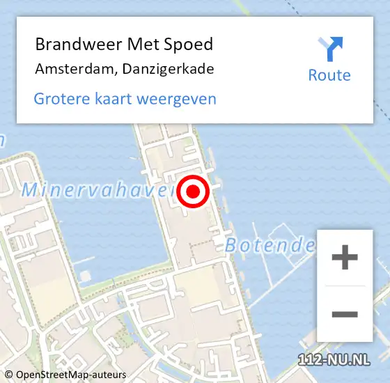 Locatie op kaart van de 112 melding: Brandweer Met Spoed Naar Amsterdam, Danzigerkade op 27 maart 2023 11:59