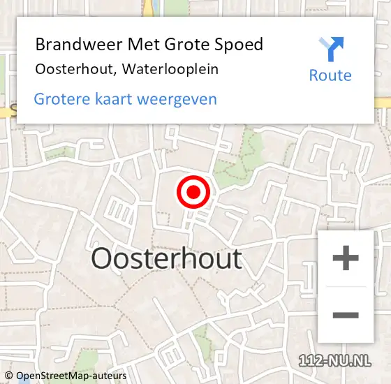 Locatie op kaart van de 112 melding: Brandweer Met Grote Spoed Naar Oosterhout, Waterlooplein op 27 maart 2023 12:58