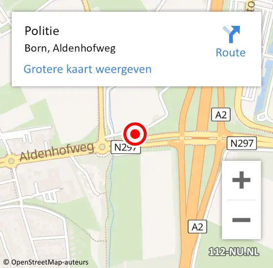 Locatie op kaart van de 112 melding: Politie Born, Aldenhofweg op 27 maart 2023 14:47