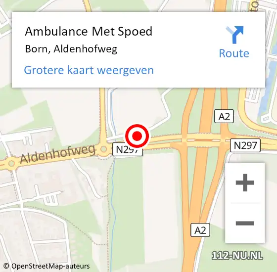 Locatie op kaart van de 112 melding: Ambulance Met Spoed Naar Born, Aldenhofweg op 27 maart 2023 14:47