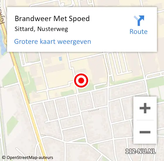 Locatie op kaart van de 112 melding: Brandweer Met Spoed Naar Sittard, Nusterweg op 27 maart 2023 15:04