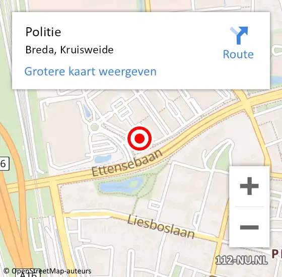 Locatie op kaart van de 112 melding: Politie Breda, Kruisweide op 27 maart 2023 17:15