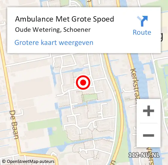 Locatie op kaart van de 112 melding: Ambulance Met Grote Spoed Naar Oude Wetering, Schoener op 27 maart 2023 23:23