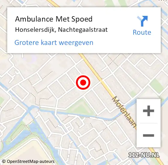Locatie op kaart van de 112 melding: Ambulance Met Spoed Naar Honselersdijk, Nachtegaalstraat op 28 maart 2023 02:12