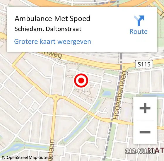 Locatie op kaart van de 112 melding: Ambulance Met Spoed Naar Schiedam, Daltonstraat op 28 maart 2023 02:27