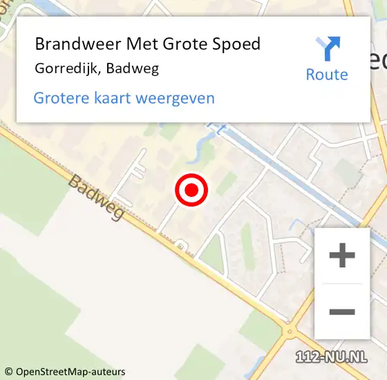 Locatie op kaart van de 112 melding: Brandweer Met Grote Spoed Naar Gorredijk, Badweg op 28 maart 2023 14:15