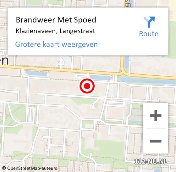 Locatie op kaart van de 112 melding: Brandweer Met Spoed Naar Klazienaveen, Langestraat op 28 maart 2023 18:04