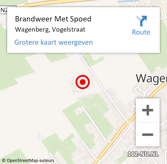 Locatie op kaart van de 112 melding: Brandweer Met Spoed Naar Wagenberg, Vogelstraat op 28 maart 2023 23:24