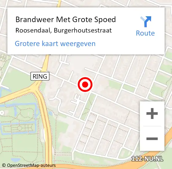 Locatie op kaart van de 112 melding: Brandweer Met Grote Spoed Naar Roosendaal, Burgerhoutsestraat op 28 maart 2023 23:34