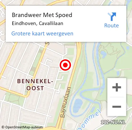 Locatie op kaart van de 112 melding: Brandweer Met Spoed Naar Eindhoven, Cavallilaan op 29 maart 2023 00:21