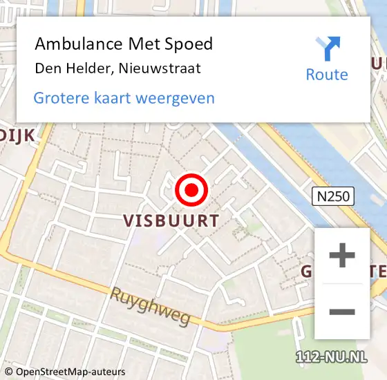 Locatie op kaart van de 112 melding: Ambulance Met Spoed Naar Den Helder, Nieuwstraat op 29 maart 2023 04:48