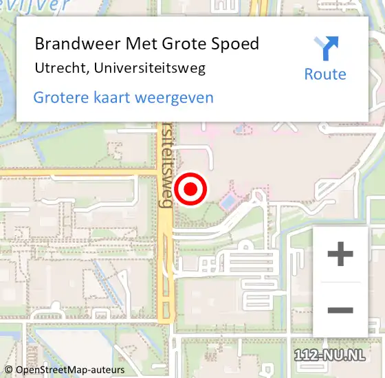 Locatie op kaart van de 112 melding: Brandweer Met Grote Spoed Naar Utrecht, Universiteitsweg op 29 maart 2023 05:38