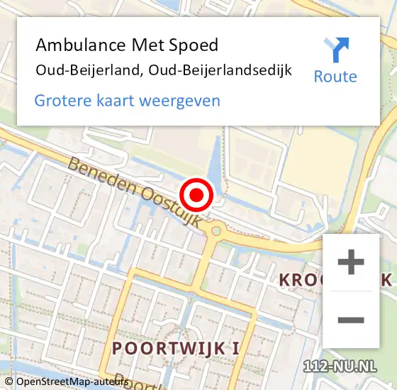 Locatie op kaart van de 112 melding: Ambulance Met Spoed Naar Oud-Beijerland, Oud-Beijerlandsedijk op 29 maart 2023 11:55