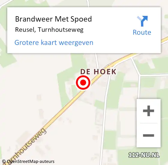 Locatie op kaart van de 112 melding: Brandweer Met Spoed Naar Reusel, Turnhoutseweg op 29 maart 2023 15:28