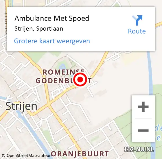Locatie op kaart van de 112 melding: Ambulance Met Spoed Naar Strijen, Sportlaan op 29 maart 2023 15:34