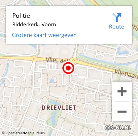 Locatie op kaart van de 112 melding: Politie Ridderkerk, Voorn op 29 maart 2023 18:09