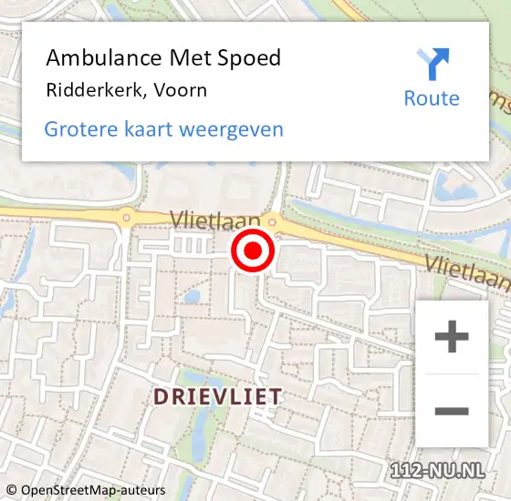Locatie op kaart van de 112 melding: Ambulance Met Spoed Naar Ridderkerk, Voorn op 29 maart 2023 18:12