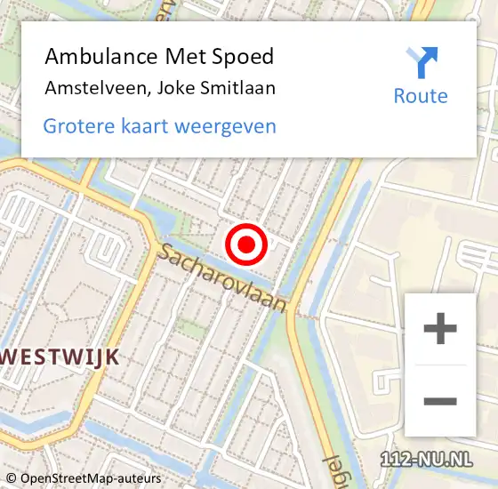 Locatie op kaart van de 112 melding: Ambulance Met Spoed Naar Amstelveen, Joke Smitlaan op 29 maart 2023 21:21