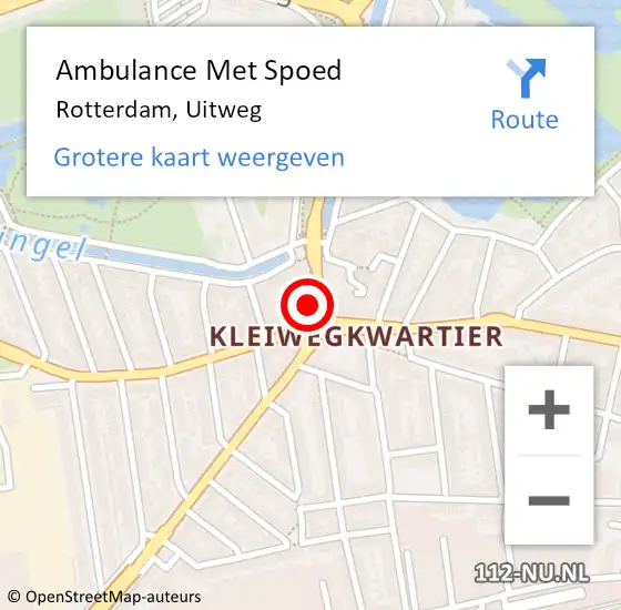 Locatie op kaart van de 112 melding: Ambulance Met Spoed Naar Rotterdam, Uitweg op 30 maart 2023 01:03