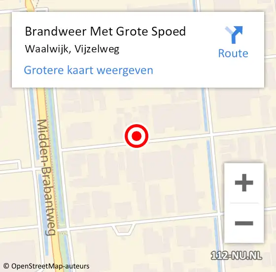 Locatie op kaart van de 112 melding: Brandweer Met Grote Spoed Naar Waalwijk, Vijzelweg op 30 maart 2023 08:11