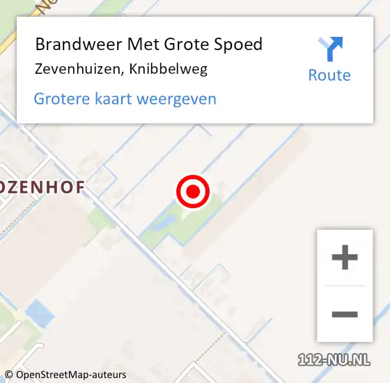 Locatie op kaart van de 112 melding: Brandweer Met Grote Spoed Naar Zevenhuizen, Knibbelweg op 30 maart 2023 08:28