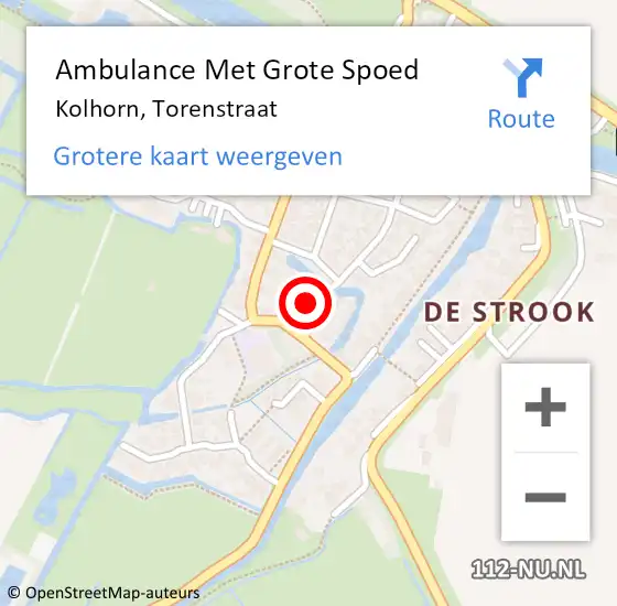 Locatie op kaart van de 112 melding: Ambulance Met Grote Spoed Naar Kolhorn, Torenstraat op 30 maart 2023 09:23