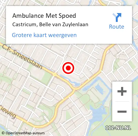 Locatie op kaart van de 112 melding: Ambulance Met Spoed Naar Castricum, Belle van Zuylenlaan op 30 maart 2023 09:44