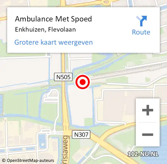 Locatie op kaart van de 112 melding: Ambulance Met Spoed Naar Enkhuizen, Flevolaan op 30 maart 2023 11:44