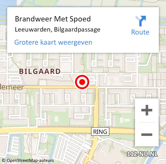 Locatie op kaart van de 112 melding: Brandweer Met Spoed Naar Leeuwarden, Bilgaardpassage op 30 maart 2023 13:07