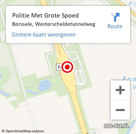 Locatie op kaart van de 112 melding: Politie Met Grote Spoed Naar Borssele, Westerscheldetunnelweg op 30 maart 2023 13:34