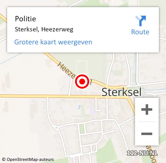 Locatie op kaart van de 112 melding: Politie Sterksel, Heezerweg op 30 maart 2023 13:35